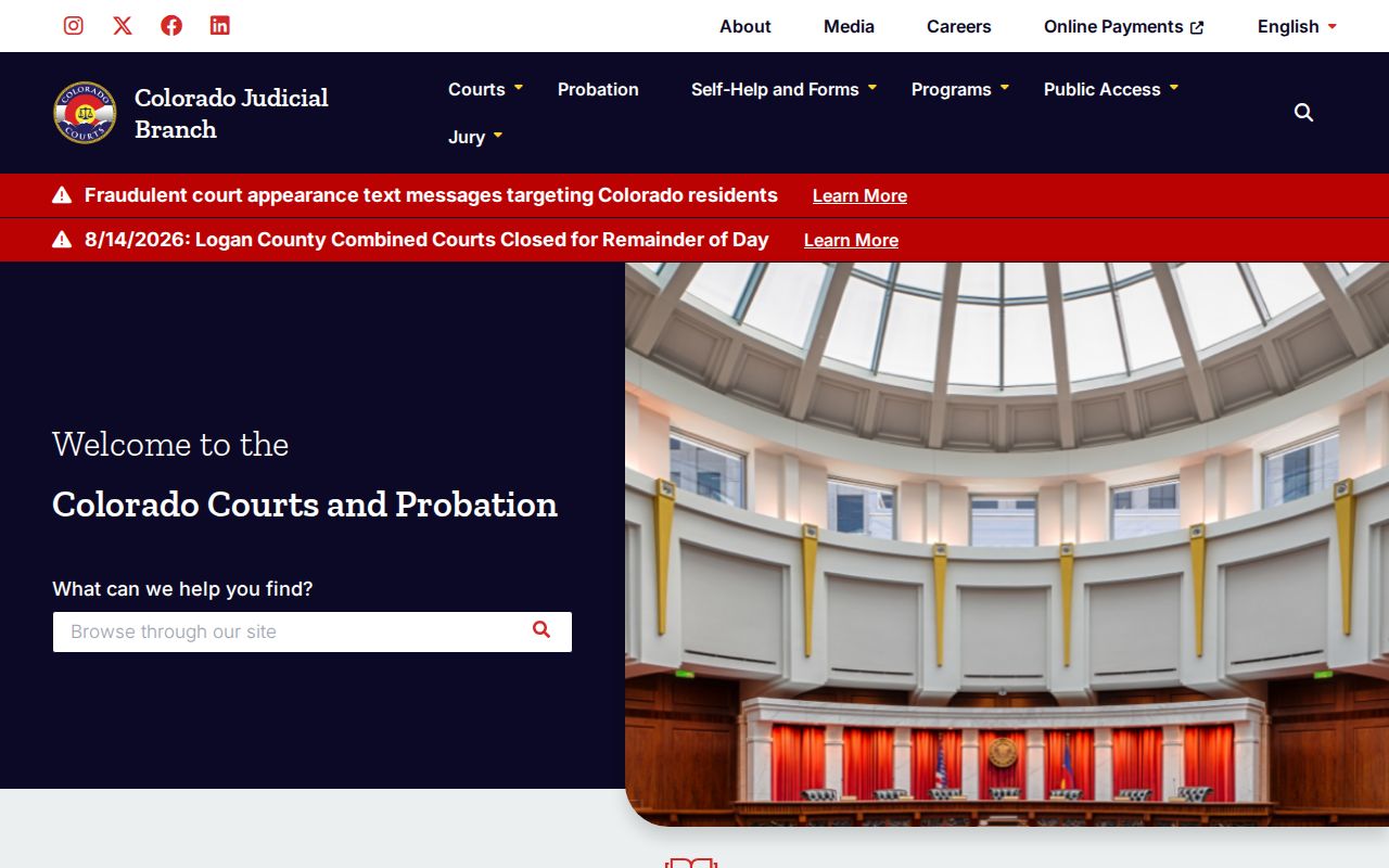 Gunnison County docket search and Colorado court payment lookup