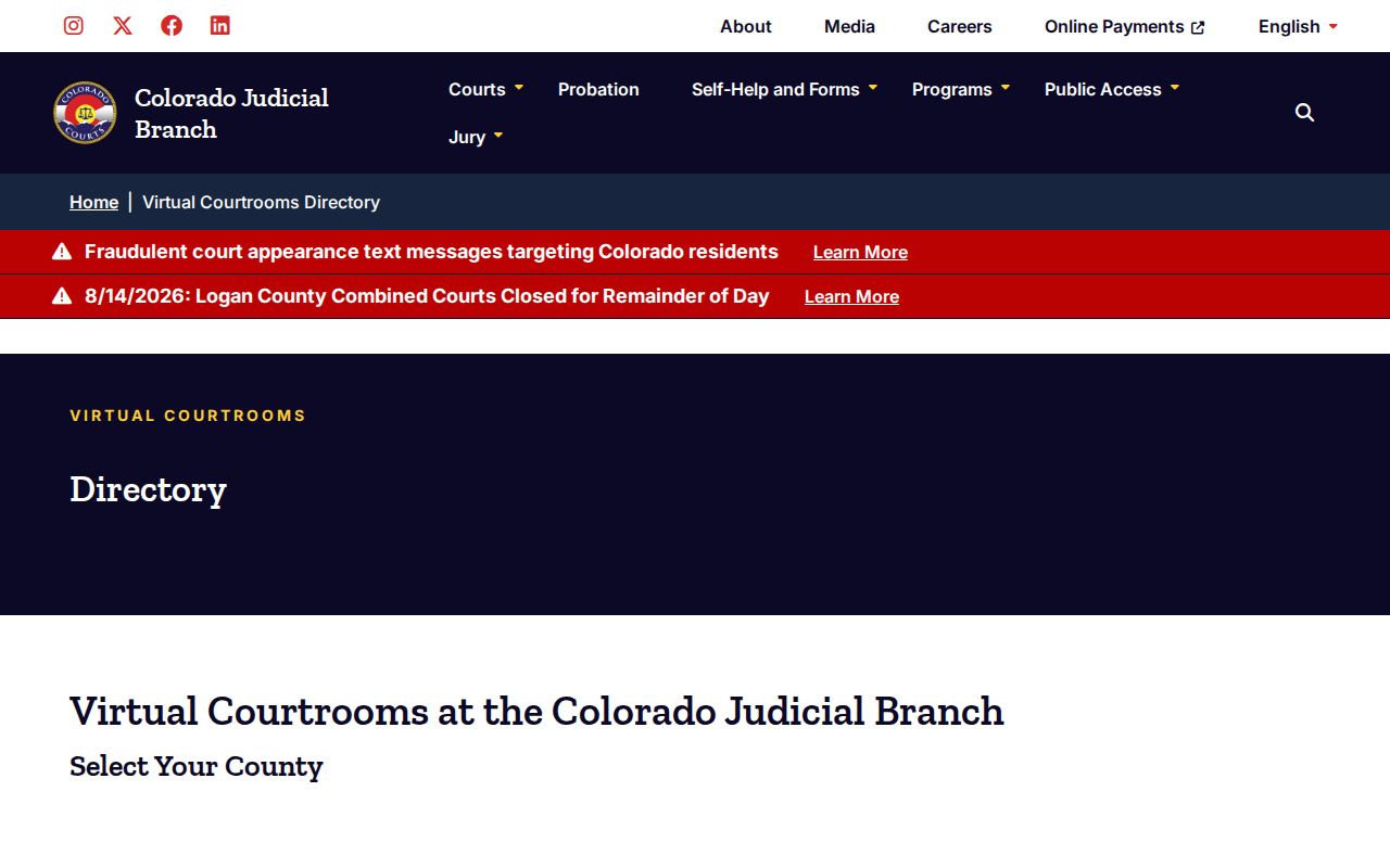 Gunnison County court calendar statewide virtual directory