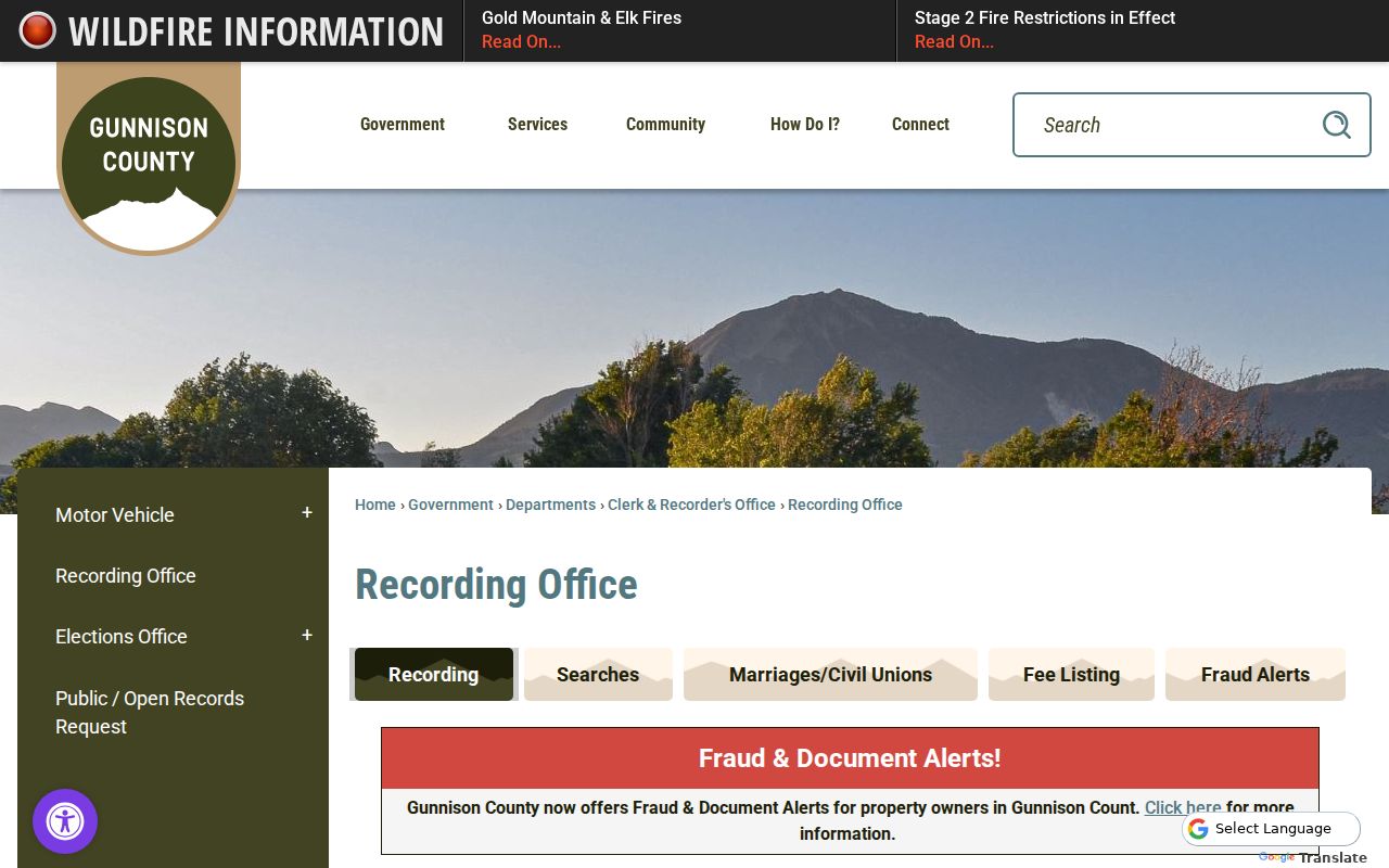 Gunnison County court case records compared with the county Recording Office