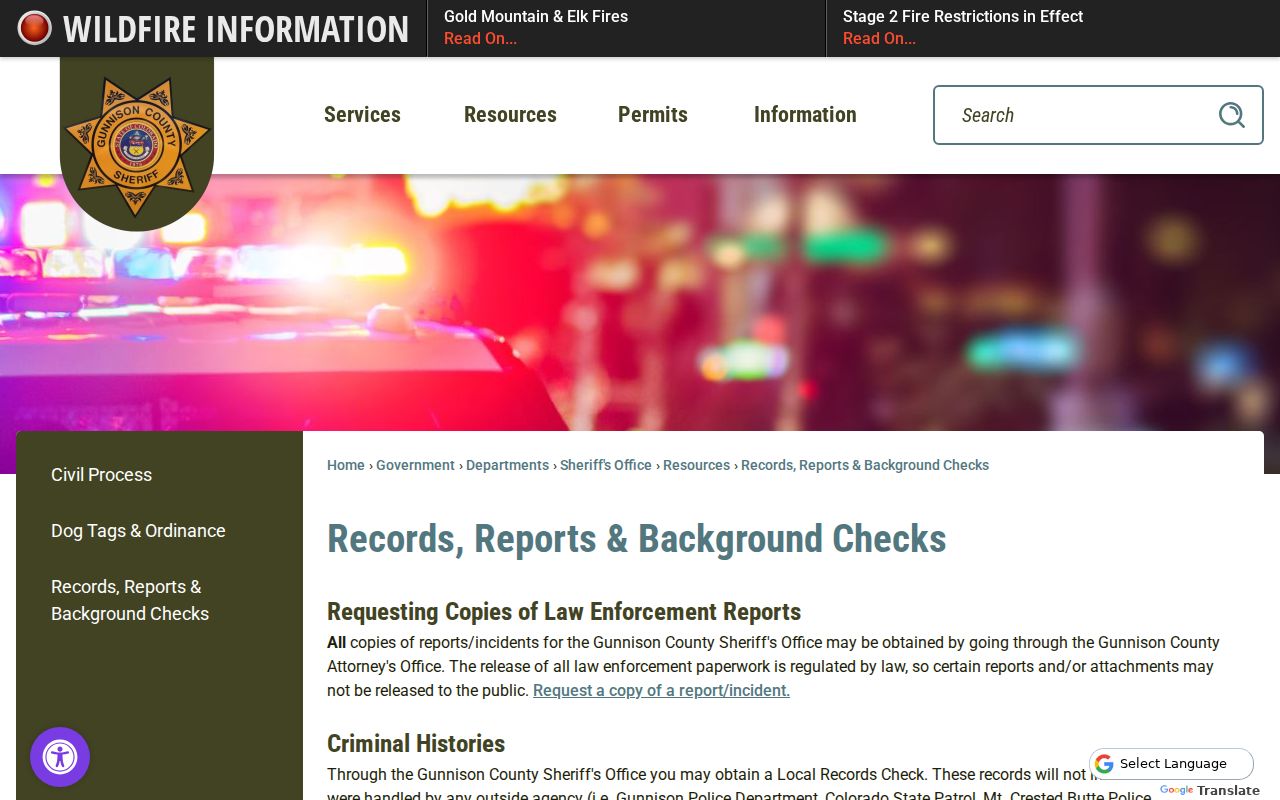 Gunnison County court case records compared with sheriff records