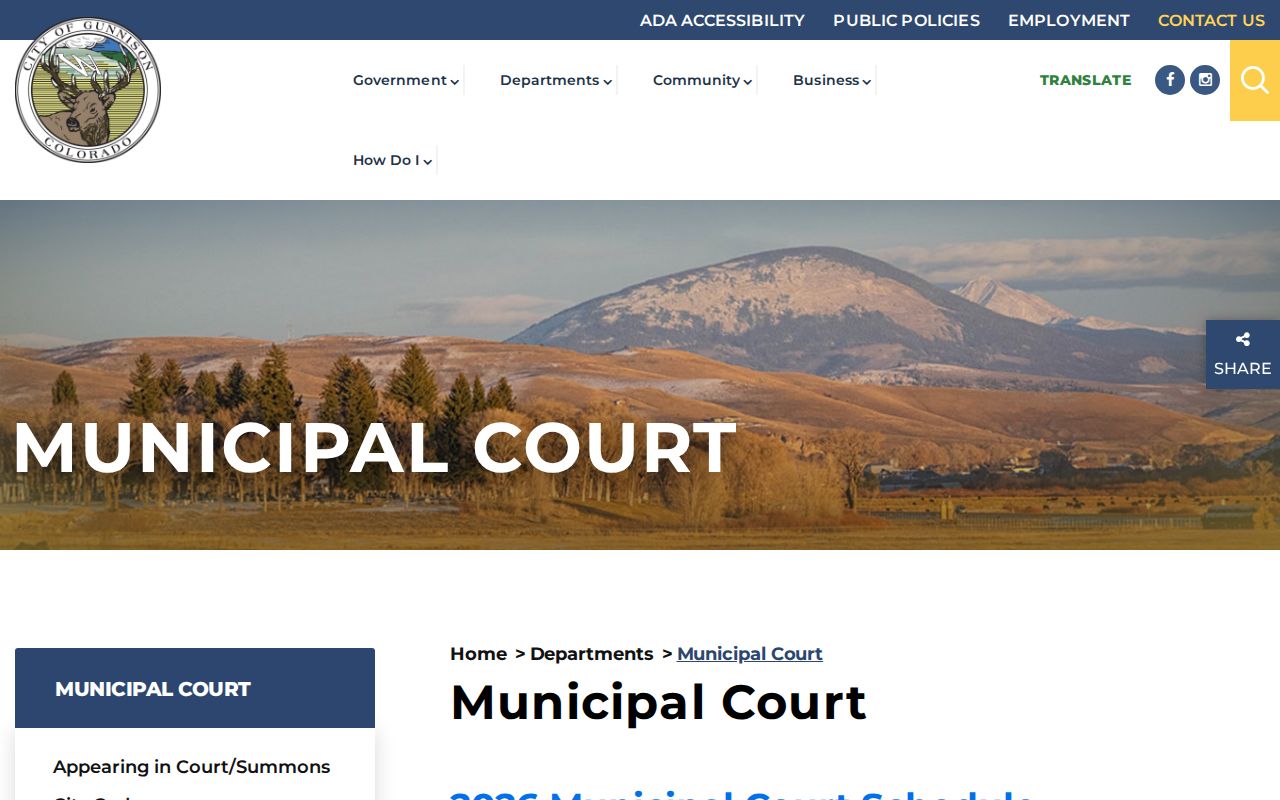 Gunnison court records and Municipal Court information