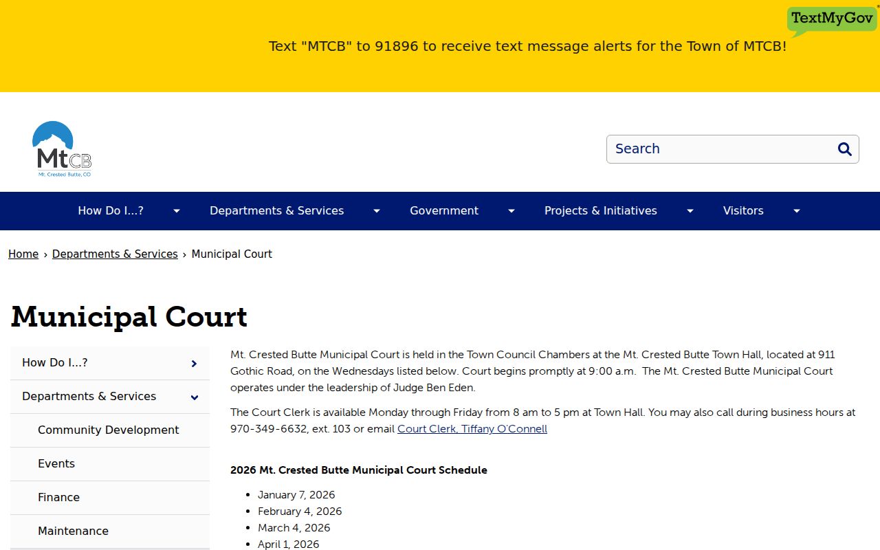 Mount Crested Butte court records and Municipal Court information
