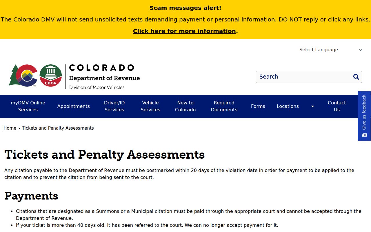 Gunnison County traffic court record guidance for DOR penalty assessments